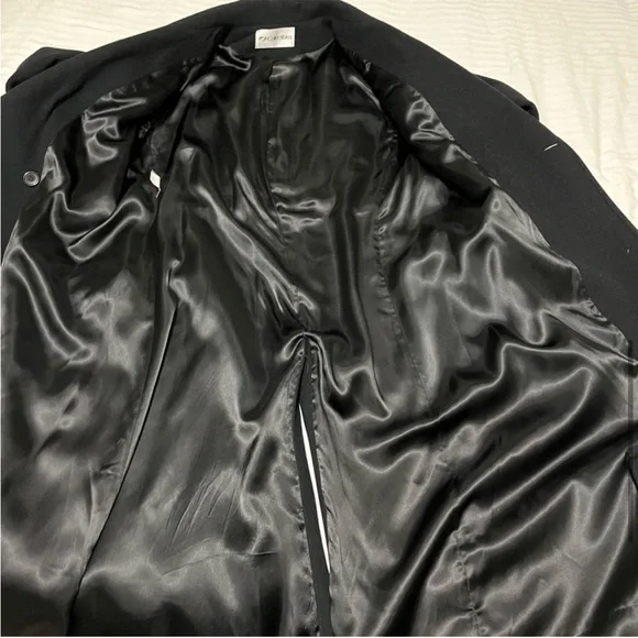 Vintage Union Made JH Collectibles Wool Long Trench Coat Black sz Medium / Large - Picture 7 of 14